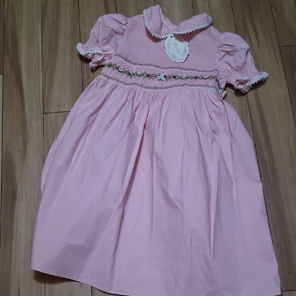 Classic Pink Smocked Kids Dress